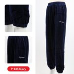 بنطلون مخمل بتصميم عريض مع أرجل مطاطية للنساء لون كحلي