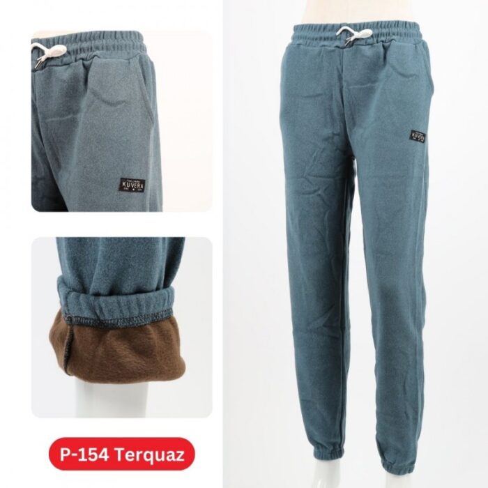 1033753572_67dc7430bb3d4 بنطلون فليز أرجل مطاطية للنساء لون تركواز - الصورة 1