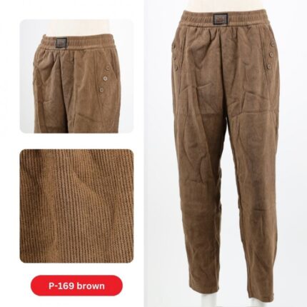 بنطلون بوي فريند كورد روي للنساء لون بني