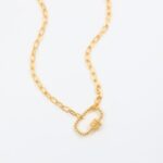 ⁦سلسال ذهبي بتصميم جنزير وبيضاوي⁩ - الصورة ⁦3⁩