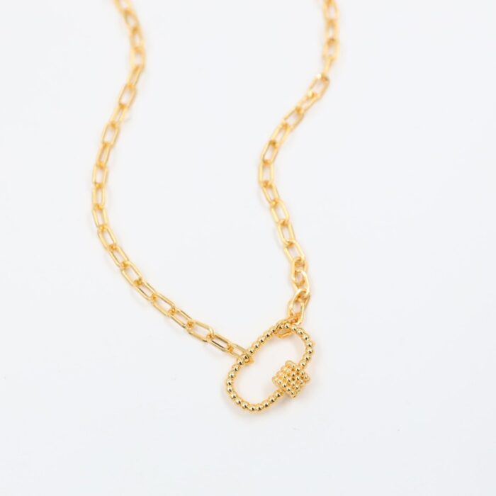 ⁦سلسال ذهبي بتصميم جنزير وبيضاوي⁩ - الصورة ⁦3⁩