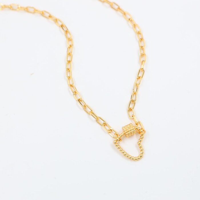 ⁦سلسال ذهبي بتصميم جنزير وقلب⁩ - الصورة ⁦3⁩