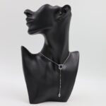 سلسال فضي بتصميم حجر زركون كحلي مستطيل