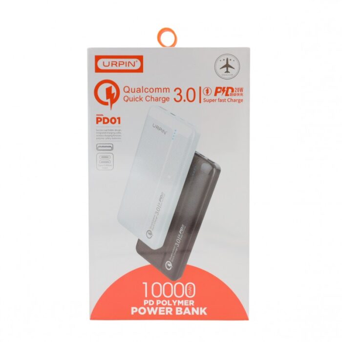 1033753807_67dc75d65029d باور بانك 10000 ملي امبير ماركة URPIN شحن فائق السرعة بمدخل تايب سي 20 واط PD ومدخل USB - الصورة 1