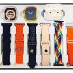 H20 SMART WATCH WIRE LESS EAR PHONE SET 10 IN 1 طقم عشر قطع ساعة مع 7 قشاطات وسماعة لاسلكية