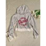 ⁦بلوزة خريفية مع طاقية مخططة لون أسود⁩ - الصورة ⁦2⁩