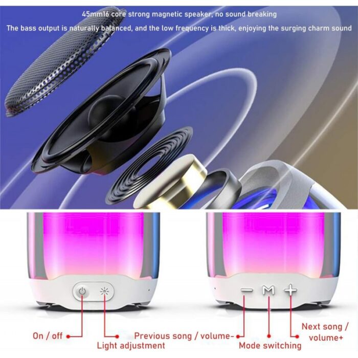 ⁦مكبرات بلوتوث لا سلكية بإضاءة led rgb المميز مع 11 وضع اضاءة وصوت ستيريو وبطاقة tf⁩ - الصورة ⁦7⁩