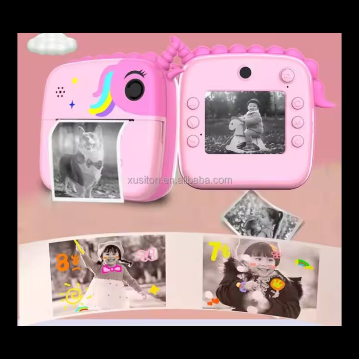 ⁦كاميرا أطفال طابعه بتصميم يونيكورن لون زهري⁩ - الصورة ⁦2⁩