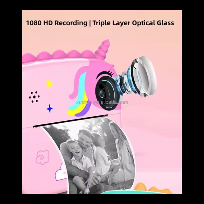 ⁦كاميرا أطفال طابعه بتصميم يونيكورن لون زهري⁩ - الصورة ⁦3⁩