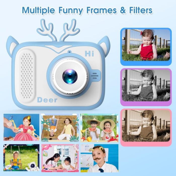 ⁦كاميرا أطفال بتصميم غزال لون أصفر وزهري⁩ - الصورة ⁦4⁩