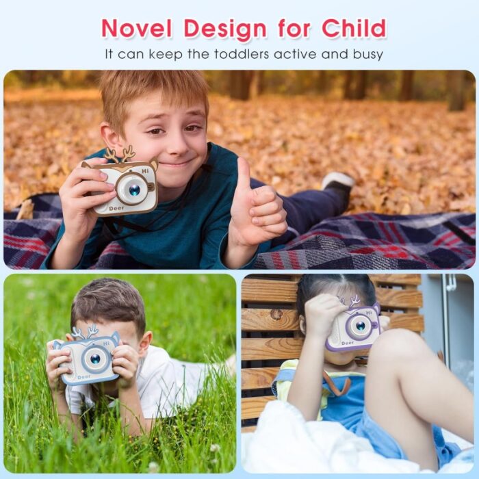 ⁦كاميرا أطفال بتصميم غزال لون أصفر وزهري⁩ - الصورة ⁦6⁩