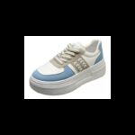 ⁦حذاء جلد سبورت نعل عريض للنساء لون أبيض وأزرق⁩ - الصورة ⁦5⁩