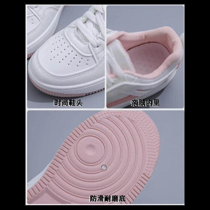 ⁦حذاء جلد سبورت للنساء لون أبيض وزهري⁩ - الصورة ⁦4⁩