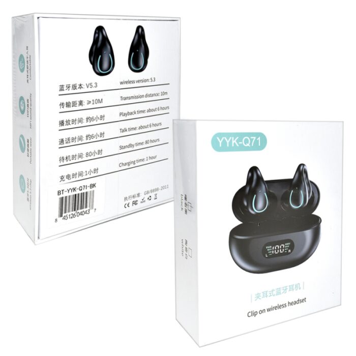 ⁦سماعة بلوتوث Q71 لون أسود تعمل باللمس مع شاشة خارجية⁩ - الصورة ⁦3⁩