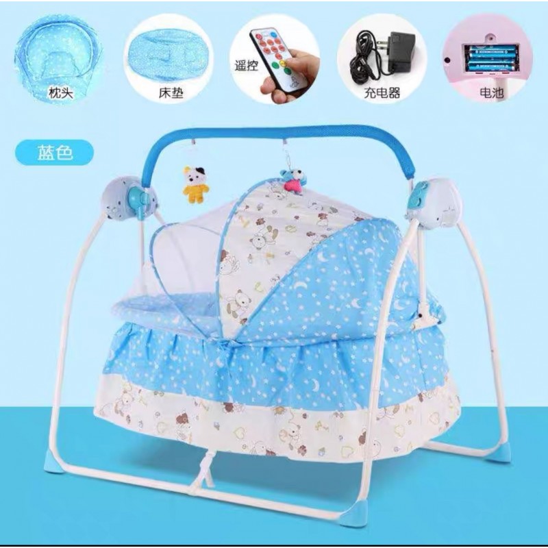 1033753999_67dc773123494 سرير اطفال متنقل مع موسيقى لون ازرق - الصورة 1