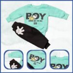 بجامة فوتر شتوية (قطعتين) للأطفال ولادي لون أخضر وأسود