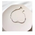 خلخال فضي بتصميم 3 طبقات عيار 925