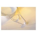 ⁦سلسال فضي طبقتين مع لولو عيار 925⁩ - الصورة ⁦2⁩