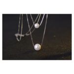 ⁦سلسال فضي طبقتين مع لولو عيار 925⁩ - الصورة ⁦3⁩