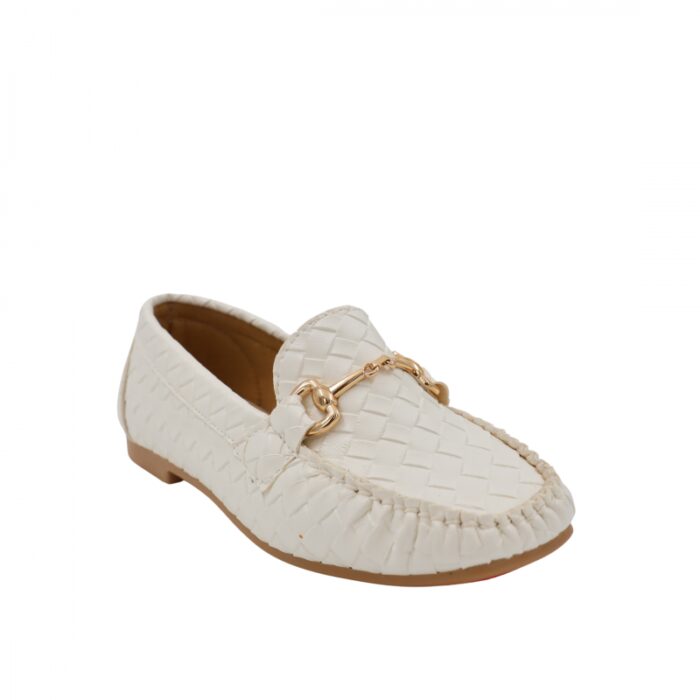 ⁦حذاء زحاف جلد للنساء لون أبيض⁩ - الصورة ⁦2⁩