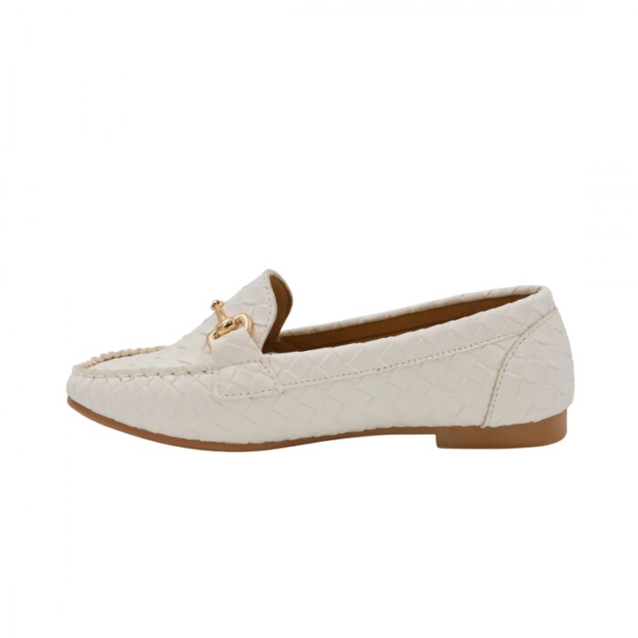 ⁦حذاء زحاف جلد للنساء لون أبيض⁩ - الصورة ⁦6⁩