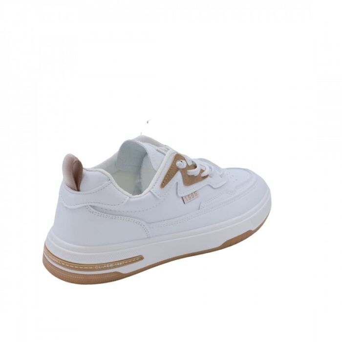 ⁦حذاء فاشن جلد للرجال لون أبيض وكاكي⁩ - الصورة ⁦4⁩