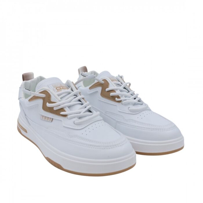 ⁦حذاء فاشن جلد للرجال لون أبيض وكاكي⁩ - الصورة ⁦7⁩