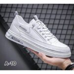 حذاء فاشن جلد ابيض مع اربطه وهميه