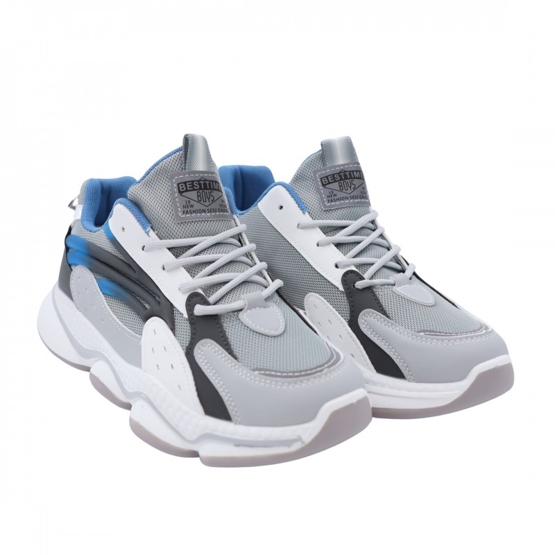 ⁦حذاء فاشن سبورت للرجال لون رمادي ونعل أبيض⁩ - الصورة ⁦1⁩