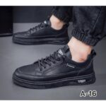 حذاء فاشن جلد للرجال لون أسود