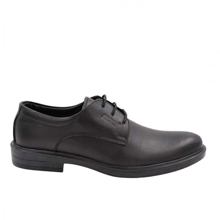 ⁦حذاء جلد طبيعي برباط للرجال لون أسود⁩ - الصورة ⁦3⁩