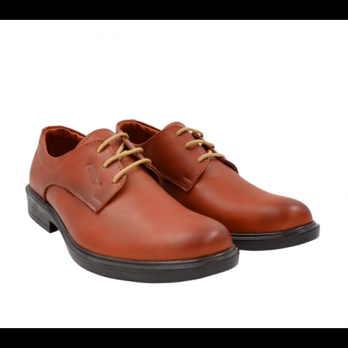 ⁦حذاء جلد طبيعي برباط للرجال لون عسلي⁩ - الصورة ⁦5⁩