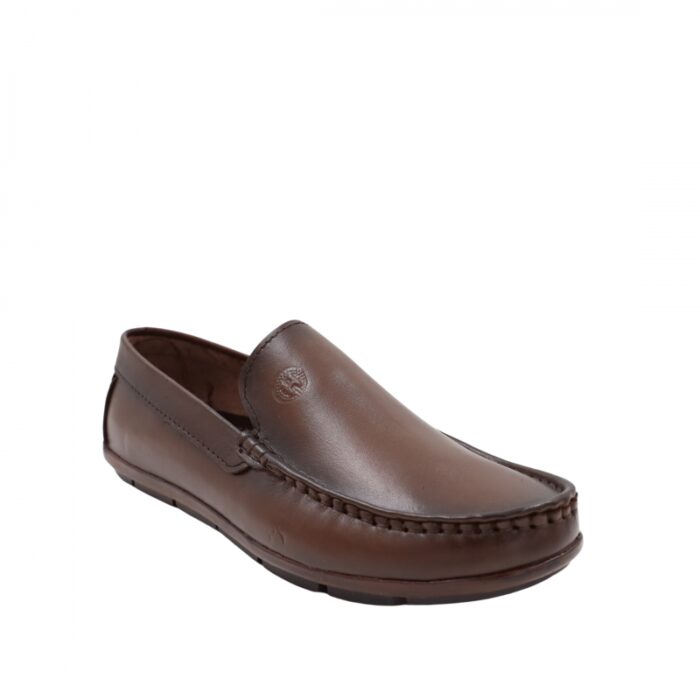 ⁦حذاء جلد طبيعي كاجوال للرجال لون بني محروق⁩ - الصورة ⁦2⁩