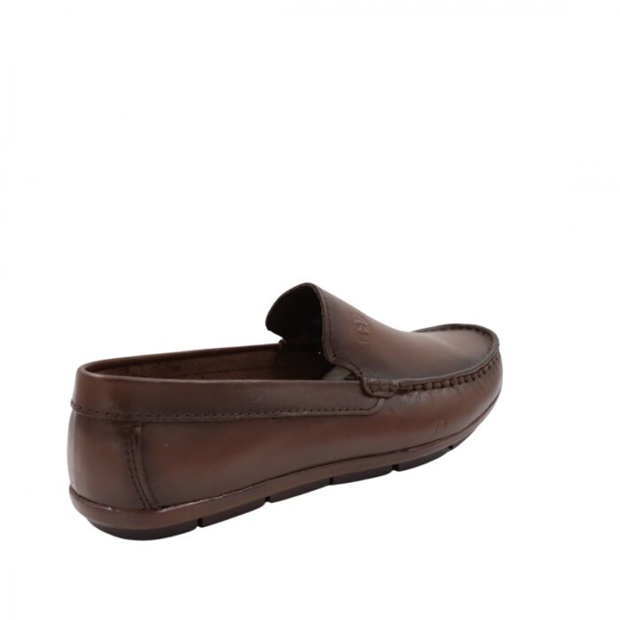 ⁦حذاء جلد طبيعي كاجوال للرجال لون بني محروق⁩ - الصورة ⁦4⁩