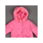 سترة شتوية مبطنة فرو مع طاقية للأطفال لون زهري