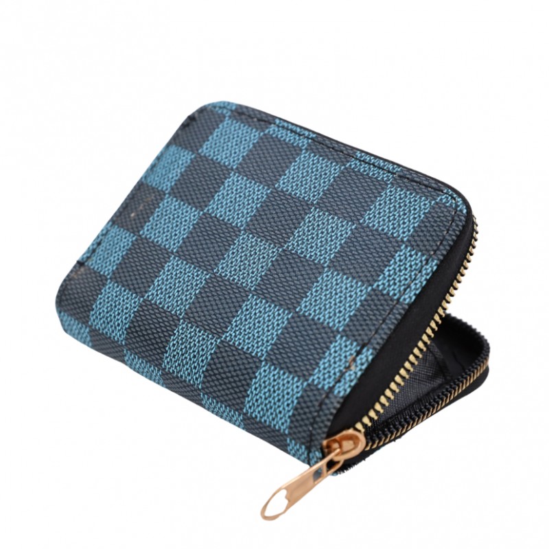 ⁦جزدان ستاتي حقيبة ستاتية سحاب واحد من الستانلس ستيل- مناسب لوضع بطاقات العمل والنقود-  لون أزرق⁩ - الصورة ⁦1⁩