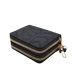 جزدان ستاتي حقيبة ستاتية أنيق ذات سحابين - مناسب لوضع بطاقات العمل والنقود - لون أسود