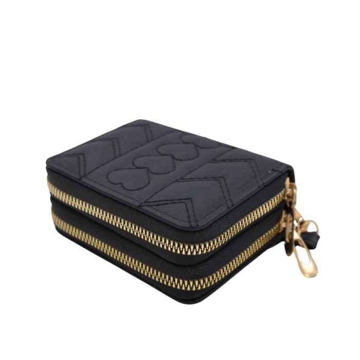 1033754263_67dc78ea65115 جزدان ستاتي حقيبة ستاتية أنيق ذات سحابين - مناسب لوضع بطاقات العمل والنقود - لون أسود - الصورة 1