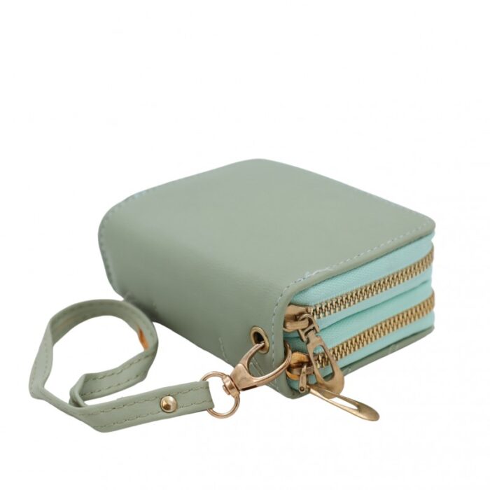 1033754264_67dc78ecafa94 جزدان ستاتي حقيبة ستاتية أنيق ذات سحابين مناسب لوضع بطاقات العمل والنقود - لون أخضر فاتح - الصورة 1