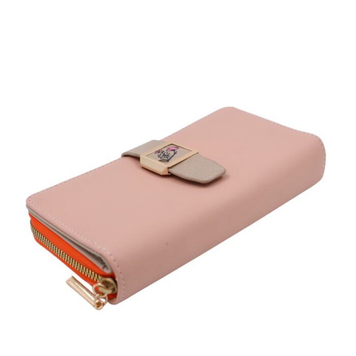 1033754273_67dc78fb35448 جزدان ستاتي حقيبة ستاتية كبس مع سحاب واحد - مناسب لوضع بطاقات العمل والنقود - لون زهري فاتح - الصورة 1