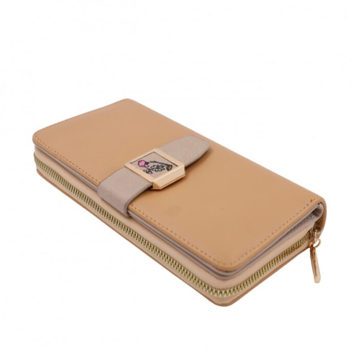 1033754275_67dc78feeb98c جزدان ستاتي حقيبة ستاتية كبس مع سحاب واحد - مناسب لوضع بطاقات العمل والنقود - لون بيج غامق - الصورة 1