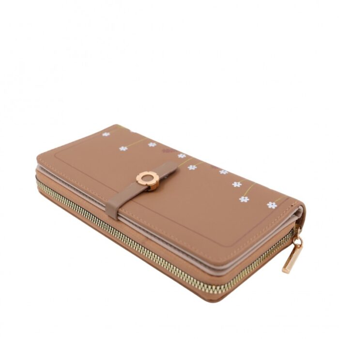 1033754279_67dc7902e5f62 جزدان ستاتي حقيبة ستاتية كبس مع سحاب واحد - مناسب لوضع بطاقات العمل والنقود - لون بيج غامق - الصورة 1