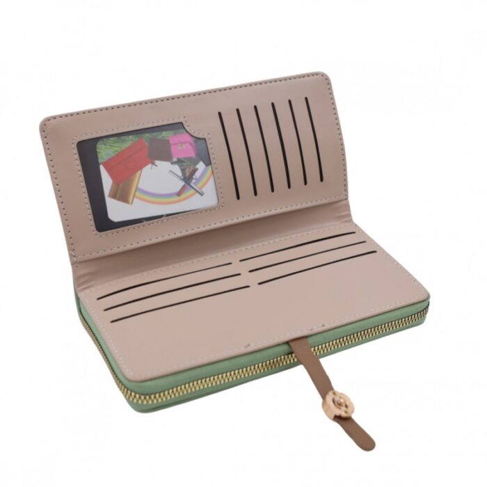 1033754282_67dc79098e818 جزدان ستاتي حقيبة ستاتية كبس مع سحاب واحد - مناسب لوضع بطاقات العمل والنقود - لون أخضر فاتح - الصورة 1