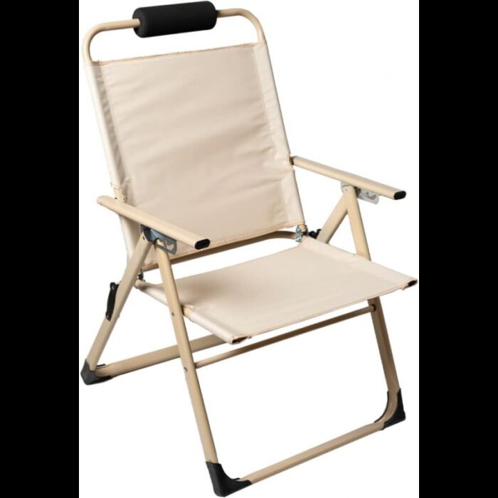 ⁦كرسي معدن قابل للطي لون بيج منجد لون سكني⁩ - الصورة ⁦3⁩