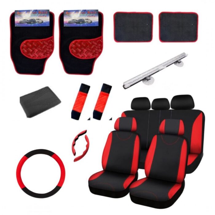 ⁦فرش مقاعد وأرضية السيارة 25 قطعة لون احمر⁩ - الصورة ⁦3⁩