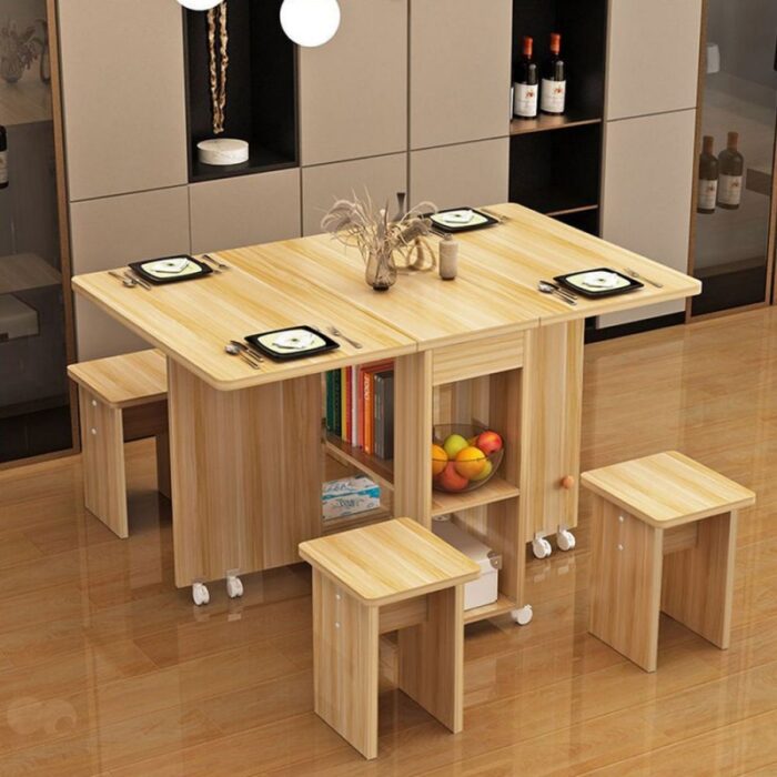 ⁦طاولة طعام بعجلات مع أربع كراسي⁩ - الصورة ⁦2⁩