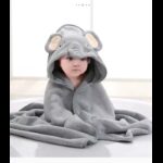 منشفة بغطاء راس للاطفال حجم 80×80 سم لون سكني