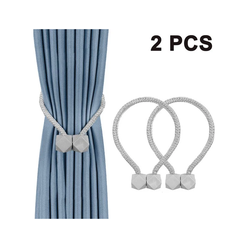 ⁦مرابط ستائر مغناطيسية سداسية الاضلاع من الخلف (قطعتين⁩ - الصورة ⁦1⁩