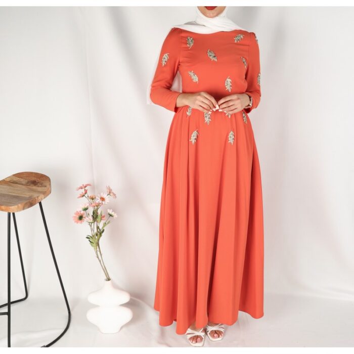 ⁦فستان صيفي للنساء لون برتقالي⁩ - الصورة ⁦2⁩