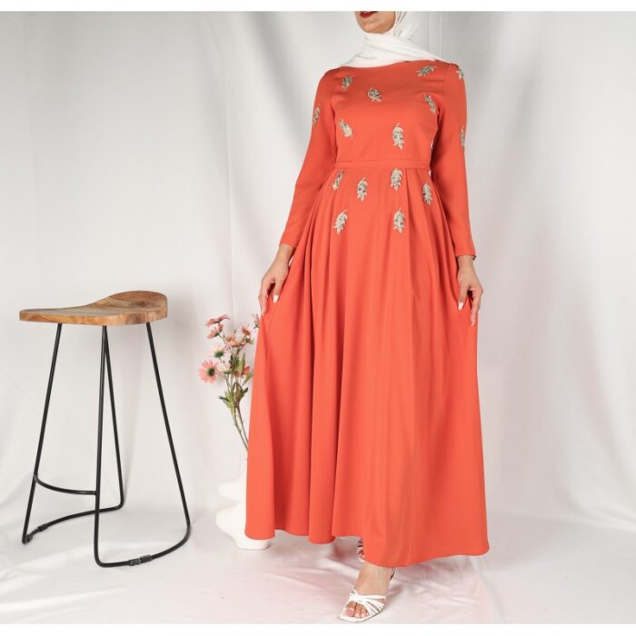 ⁦فستان صيفي للنساء لون برتقالي⁩ - الصورة ⁦3⁩